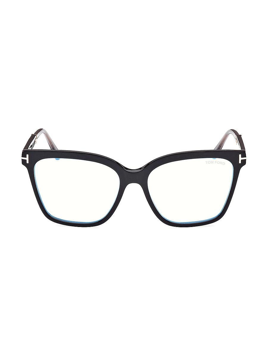 Womens 56MM Square Blue Block Glasses Product Image