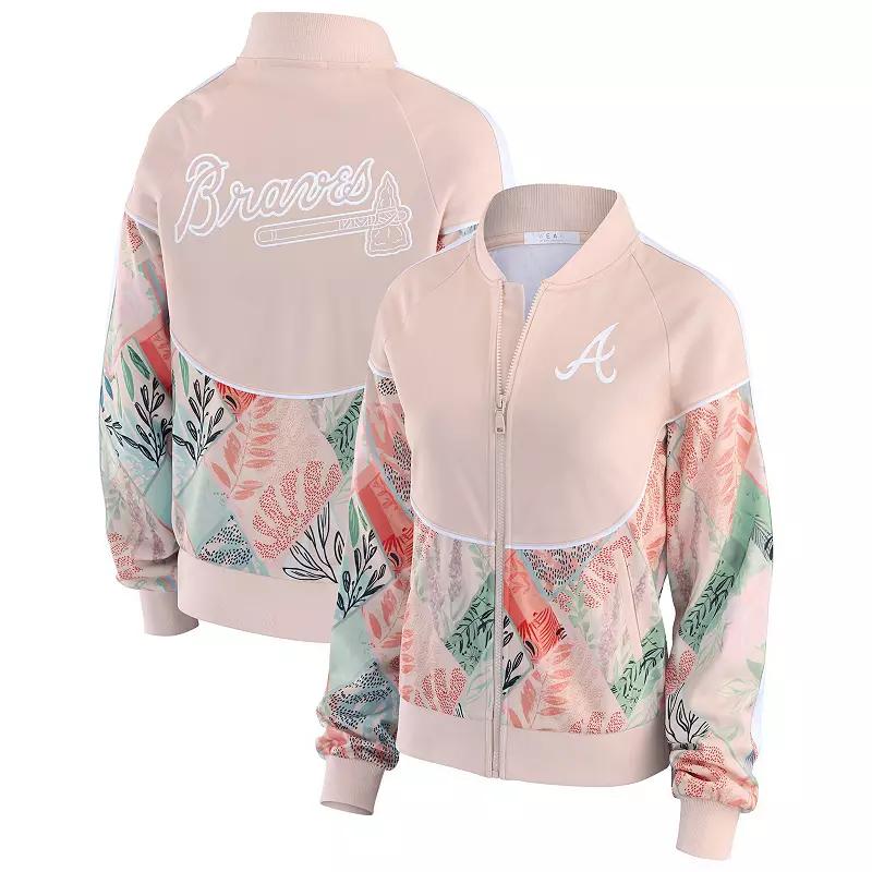 Women's WEAR by Erin Andrews Sand Atlanta Braves Raglan Full-Zip Track Jacket,  Product Image