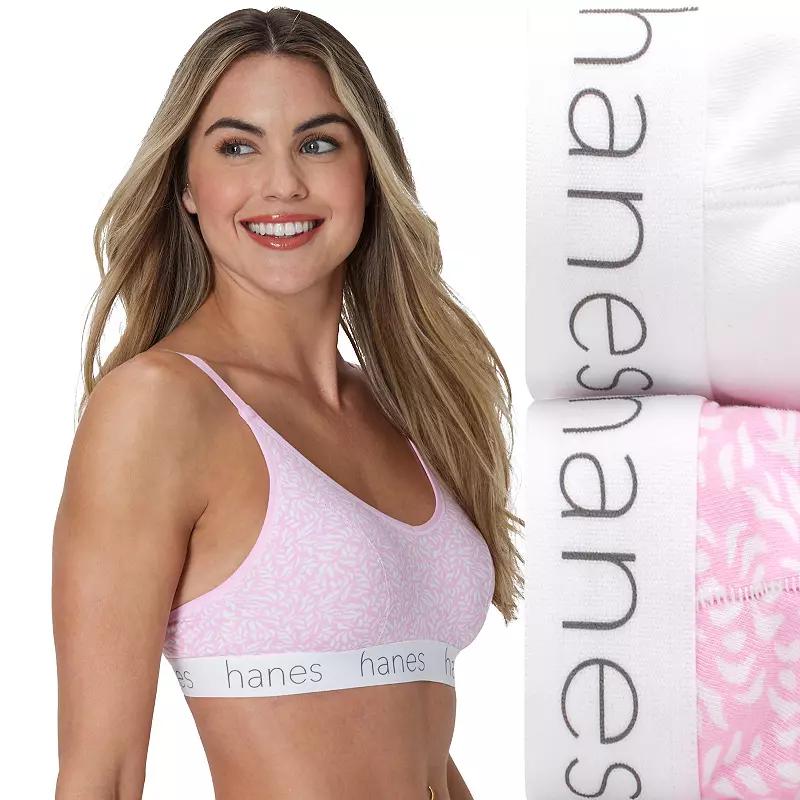 Hanes Originals Ultimate 2-Pack Stretch Cotton Triangle Bralette DHO101, Women's,  Product Image