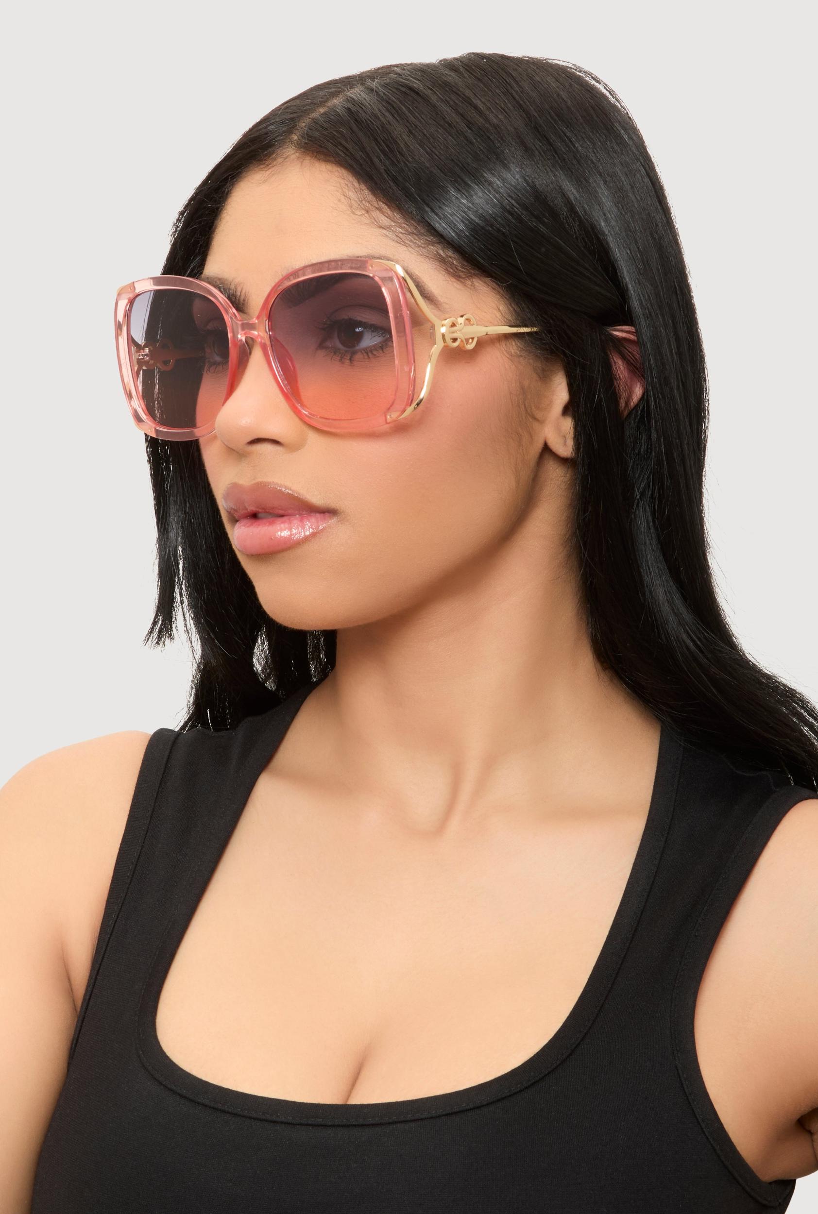 Metallic Detail Gradient Lens Sunglasses Female Product Image