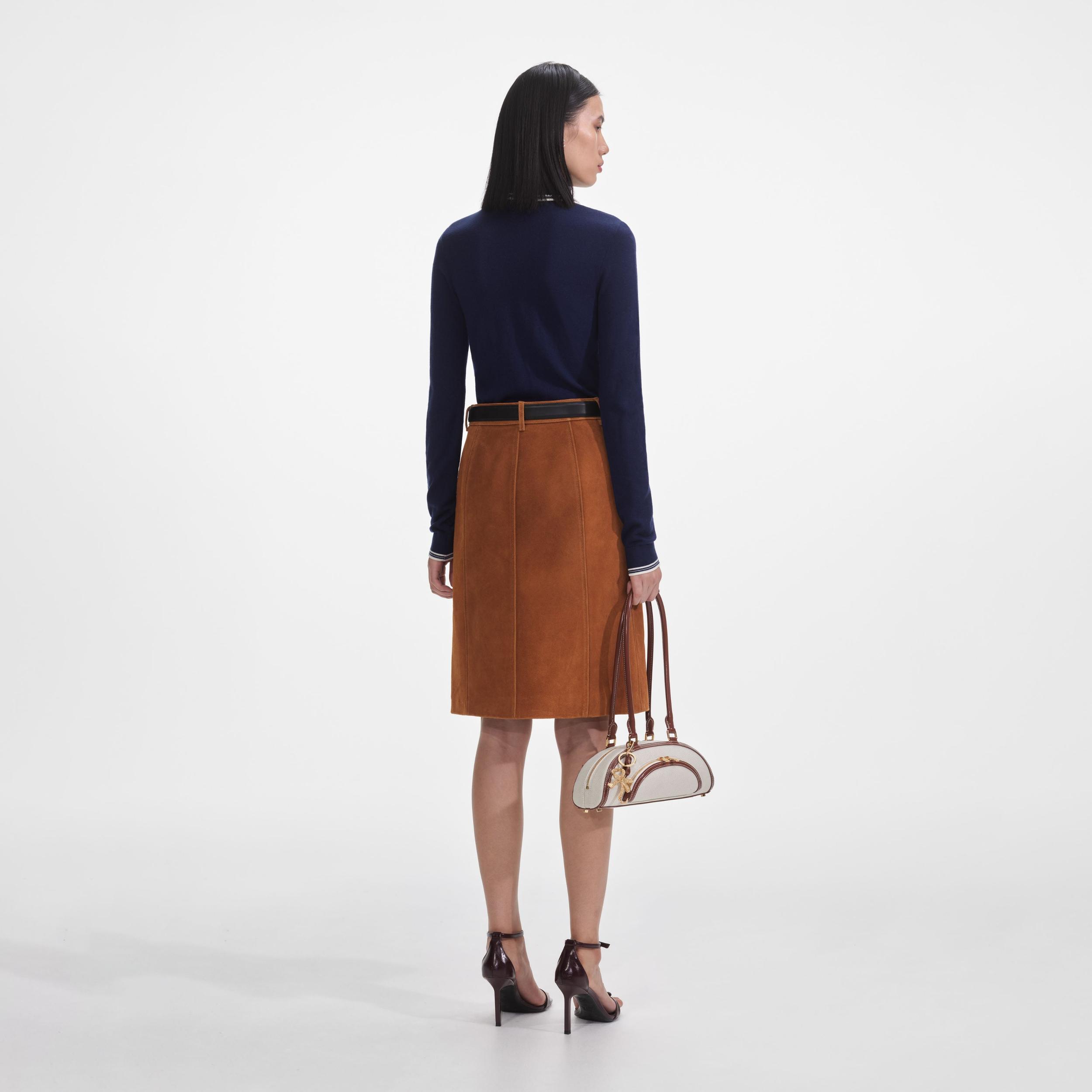 Brown Suede Midi Skirt Product Image