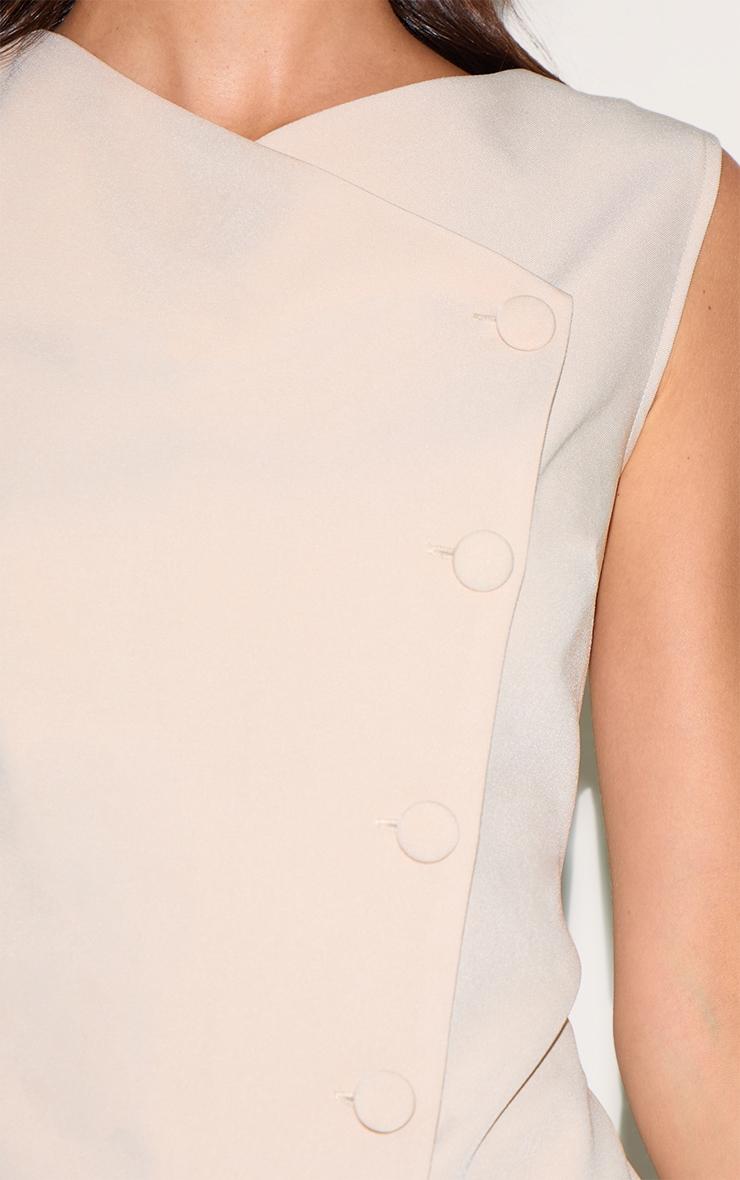 Sand Tailored Woven Asymmetric Button Detail Romper Product Image