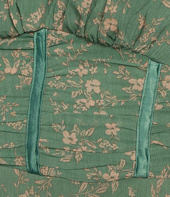 Allison & Kelly Floral Print Long Sleeve Corset Tiered Dress Product Image