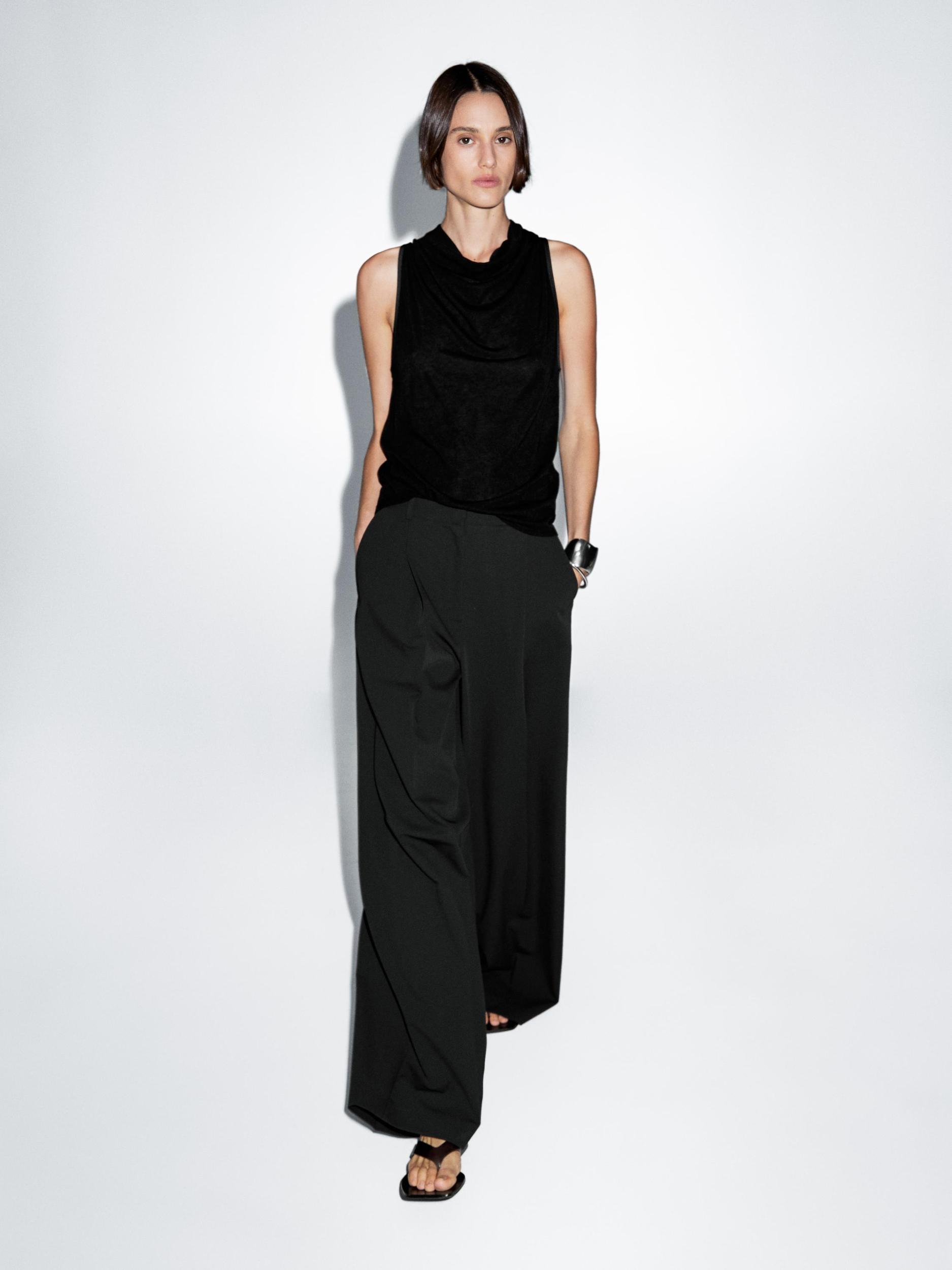 Sleeveless top with draped neckline Product Image