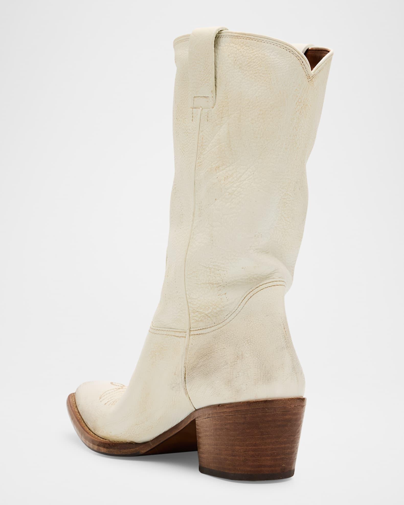 Distressed Calfskin Short Cowboy Boots Product Image