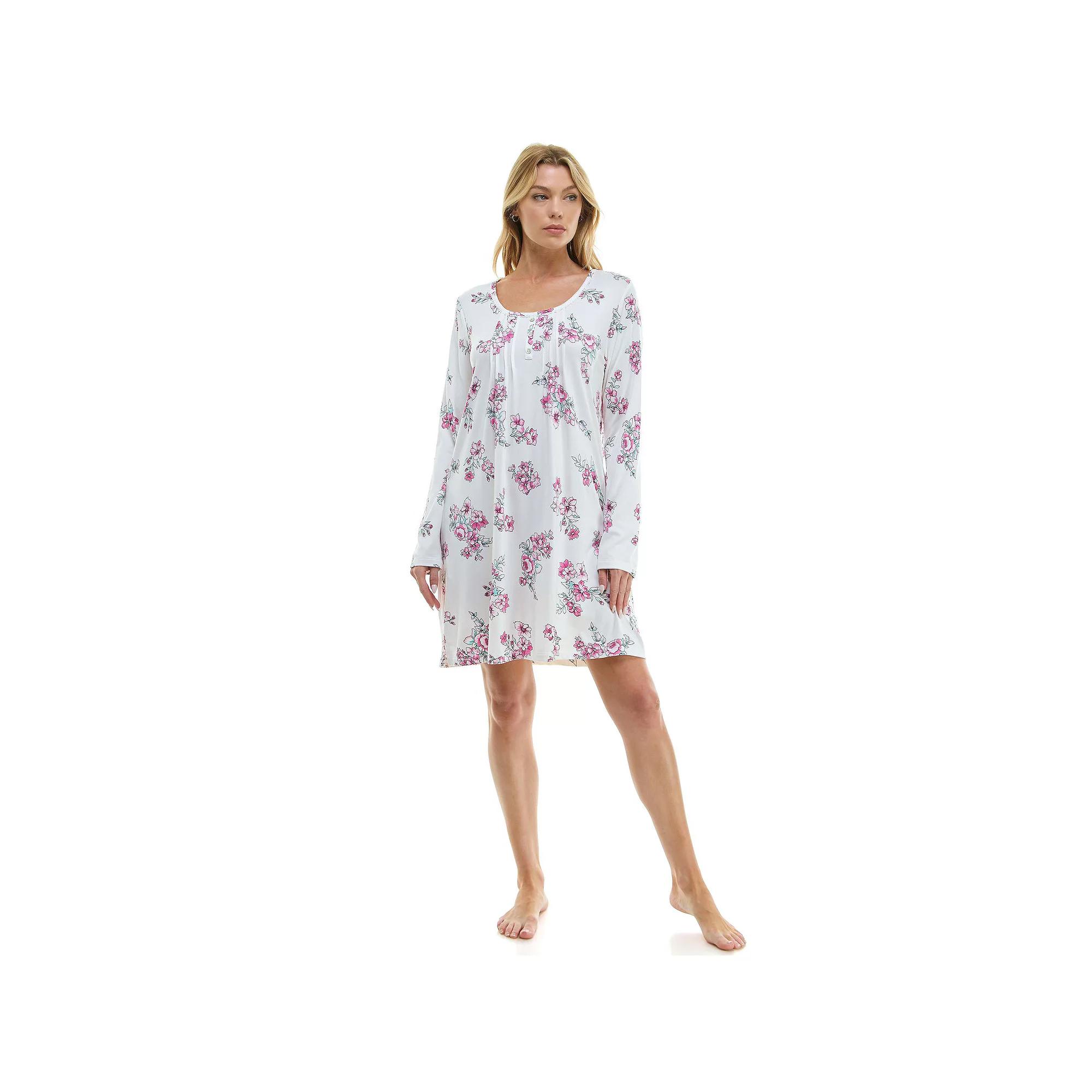 Women's Croft & Barrow® Cozy Luxe Long Sleeve Pajama Gown, Size: XL, Fiona Floral Product Image