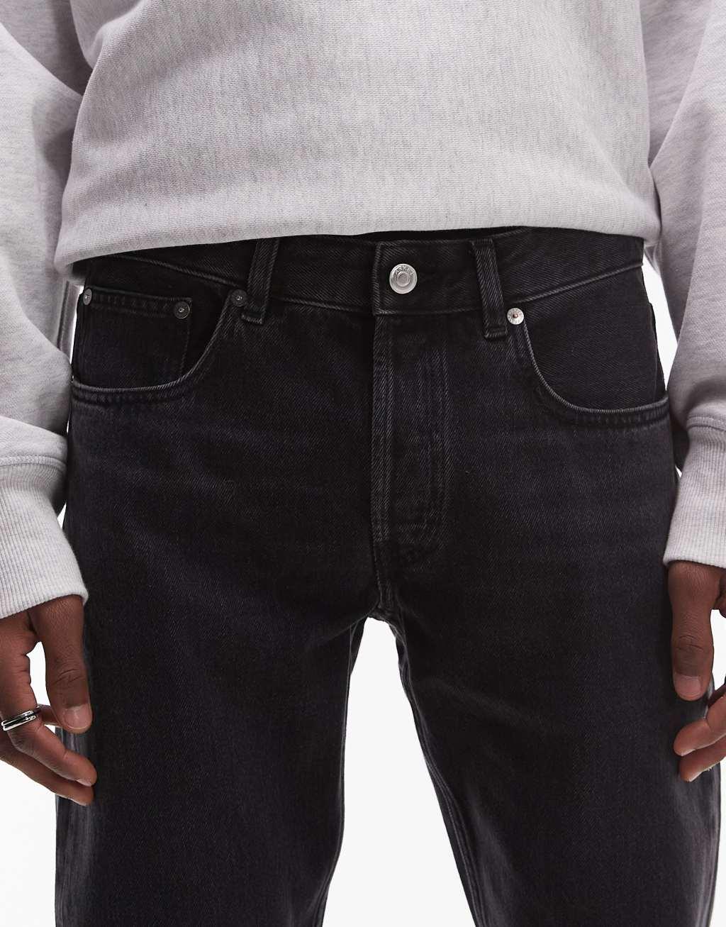 ARKET Park regular straight fit jeans in washed black Product Image