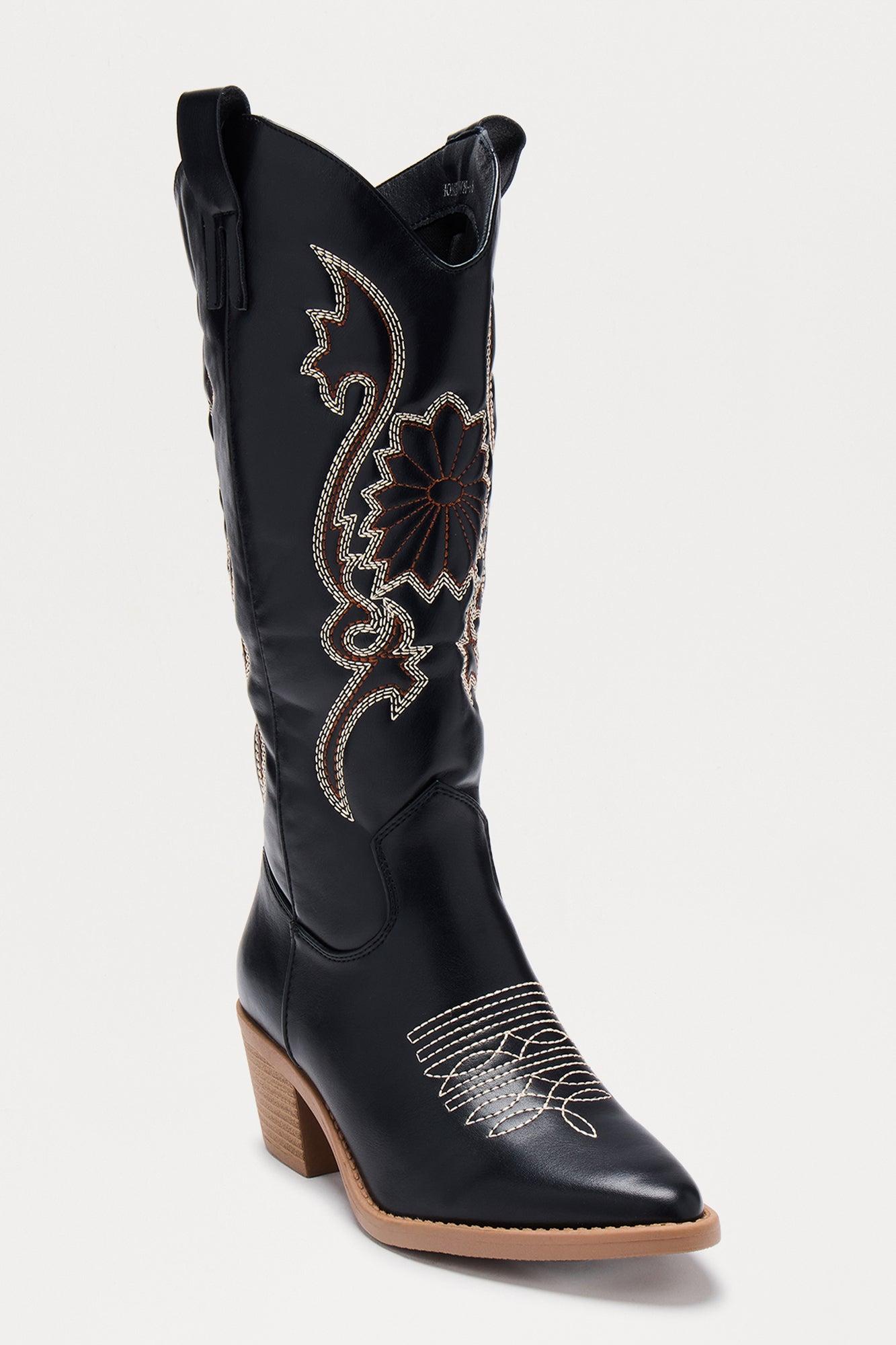 Hometown Knee High Cowboy Boots - Black Female Product Image