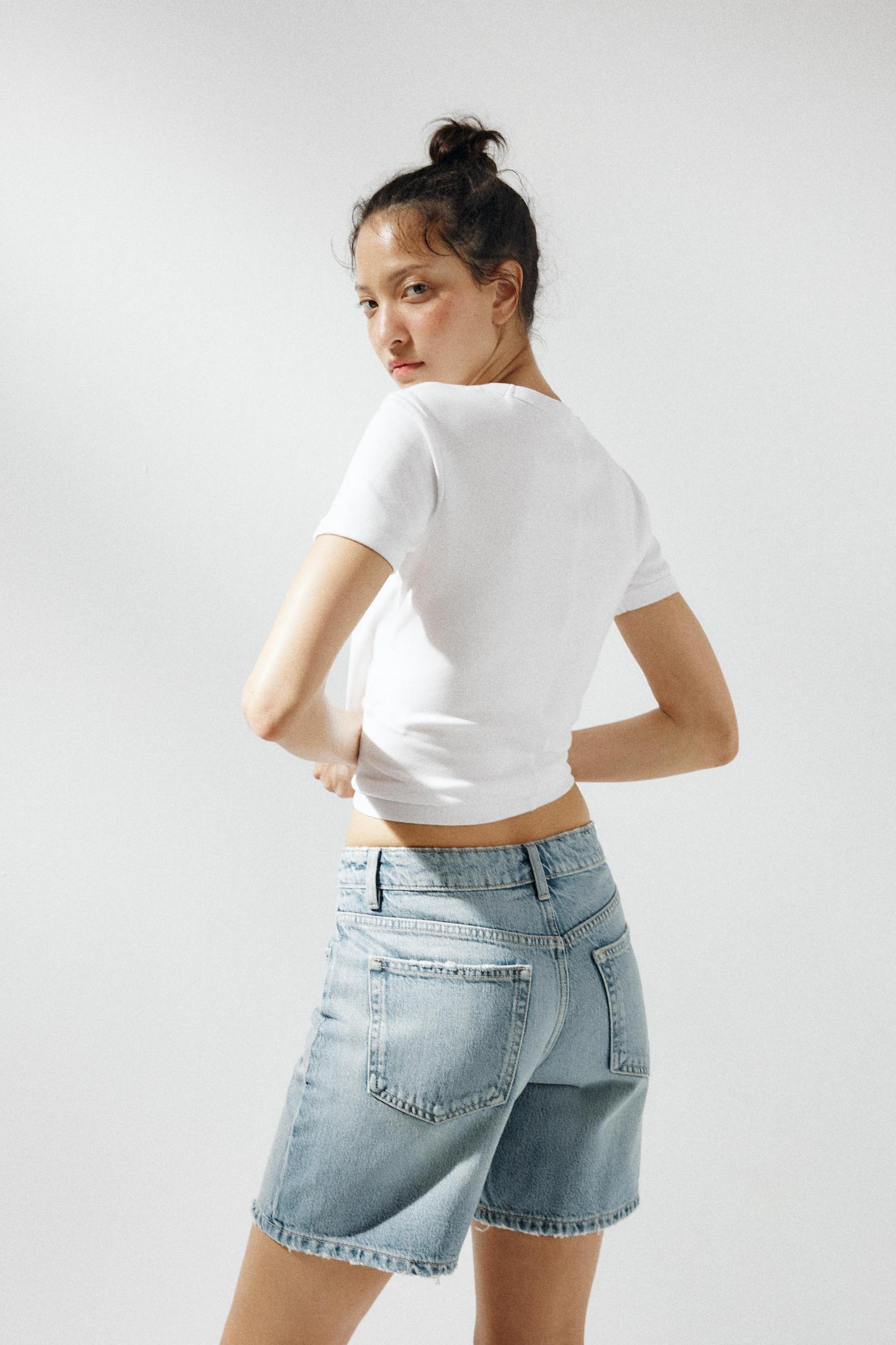 MID-RISE TRF DENIM SHORTS Product Image