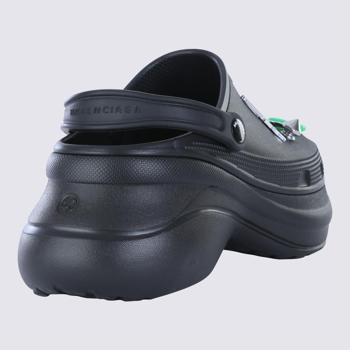 BALENCIAGA Platform Sandals Embellished Ventilation Holes In Black Product Image