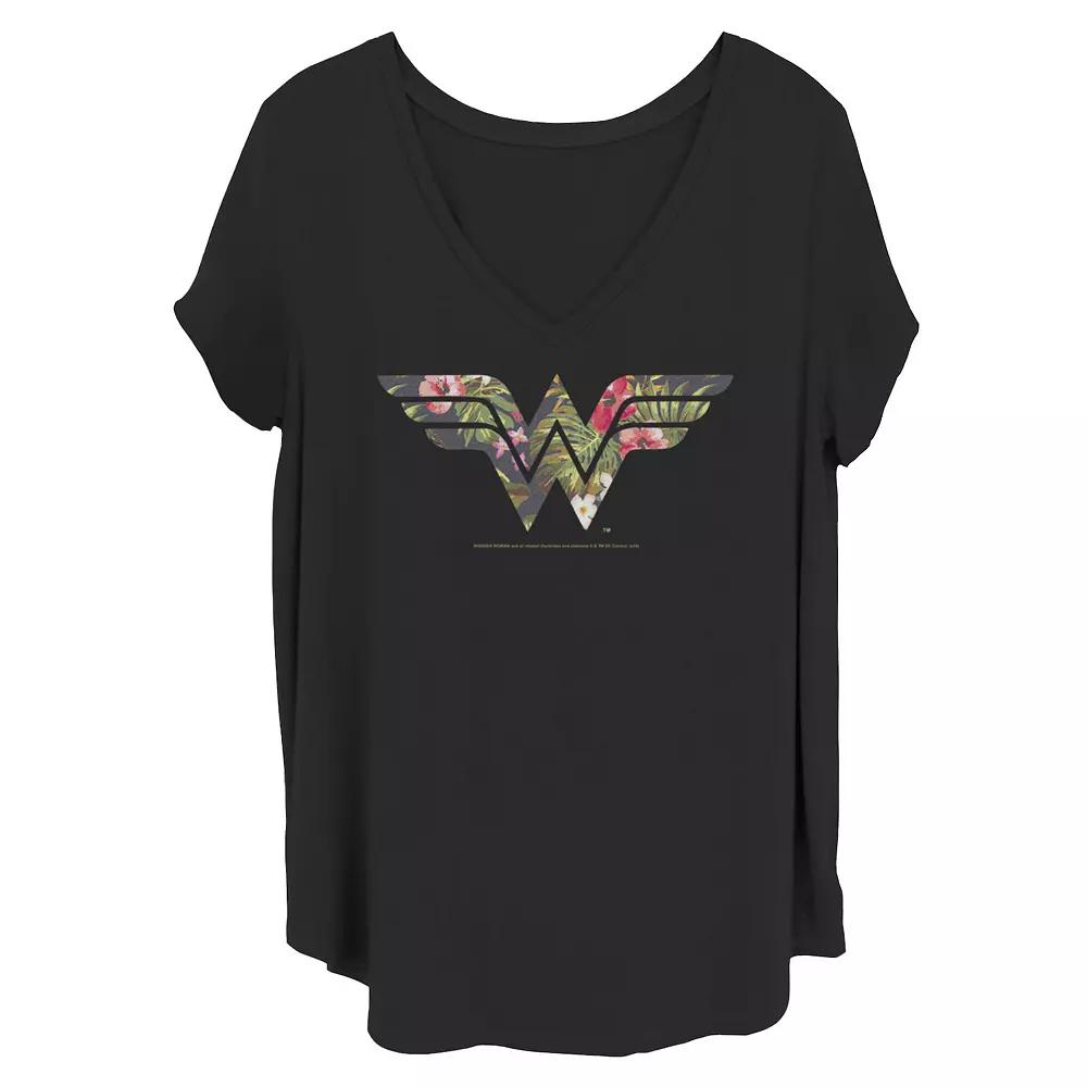 Juniors Plus Size DC Comics Wonder Woman Tropical Logo Tee, Girls Product Image