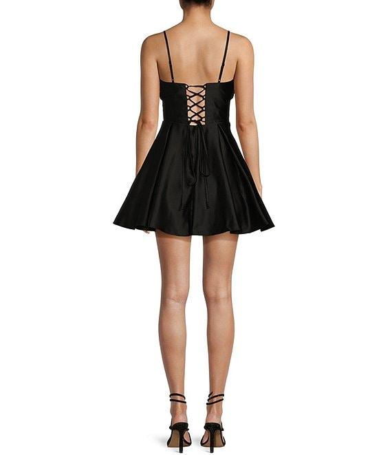 Blondie Nites Spaghetti Strap Sweetheart Neckline Corset Rose Party Dress Product Image