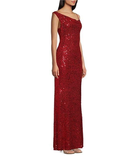 Next Up One Shoulder Drape Neck Fully Lined Dress Product Image