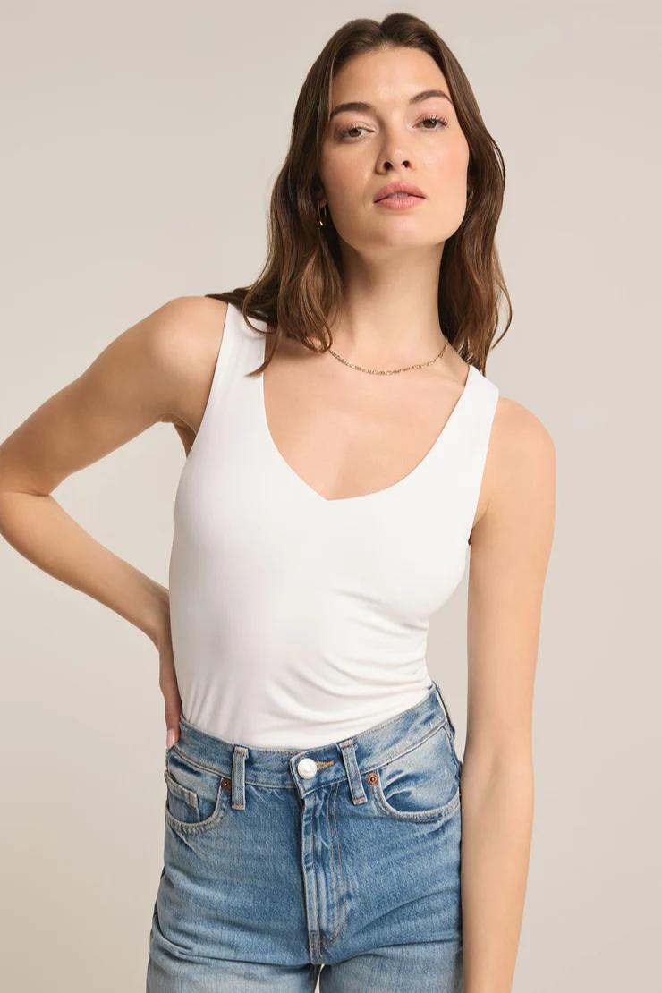 Avala V-Neck So Smooth Top- White Product Image