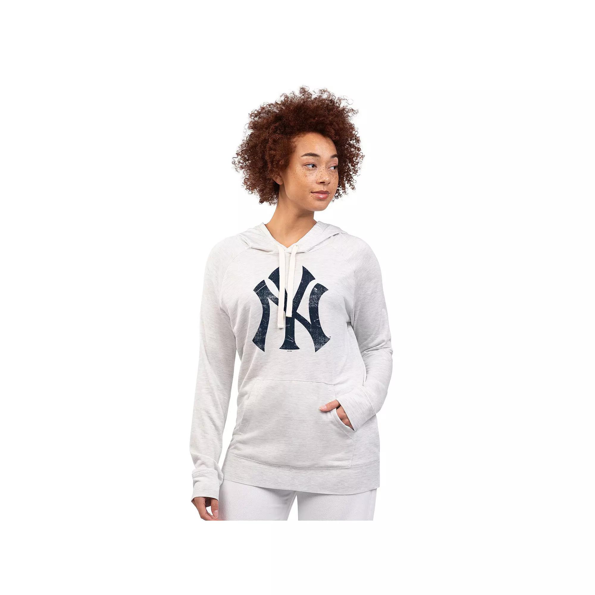 Women's G-III 4Her by Carl Banks Oatmeal New York Yankees Pregame Pullover Hoodie,  Product Image