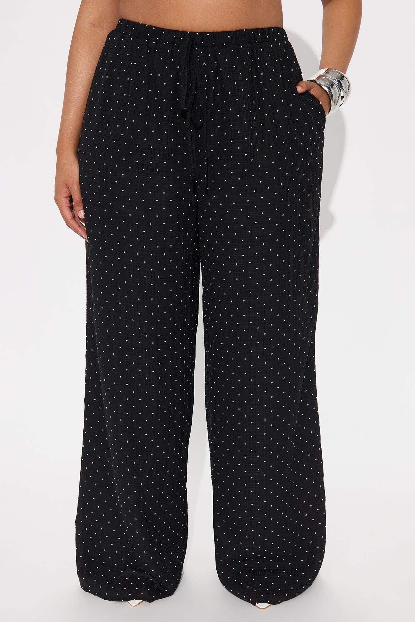 On My Way Polka Dot Wide Leg Pant - Black Female Product Image