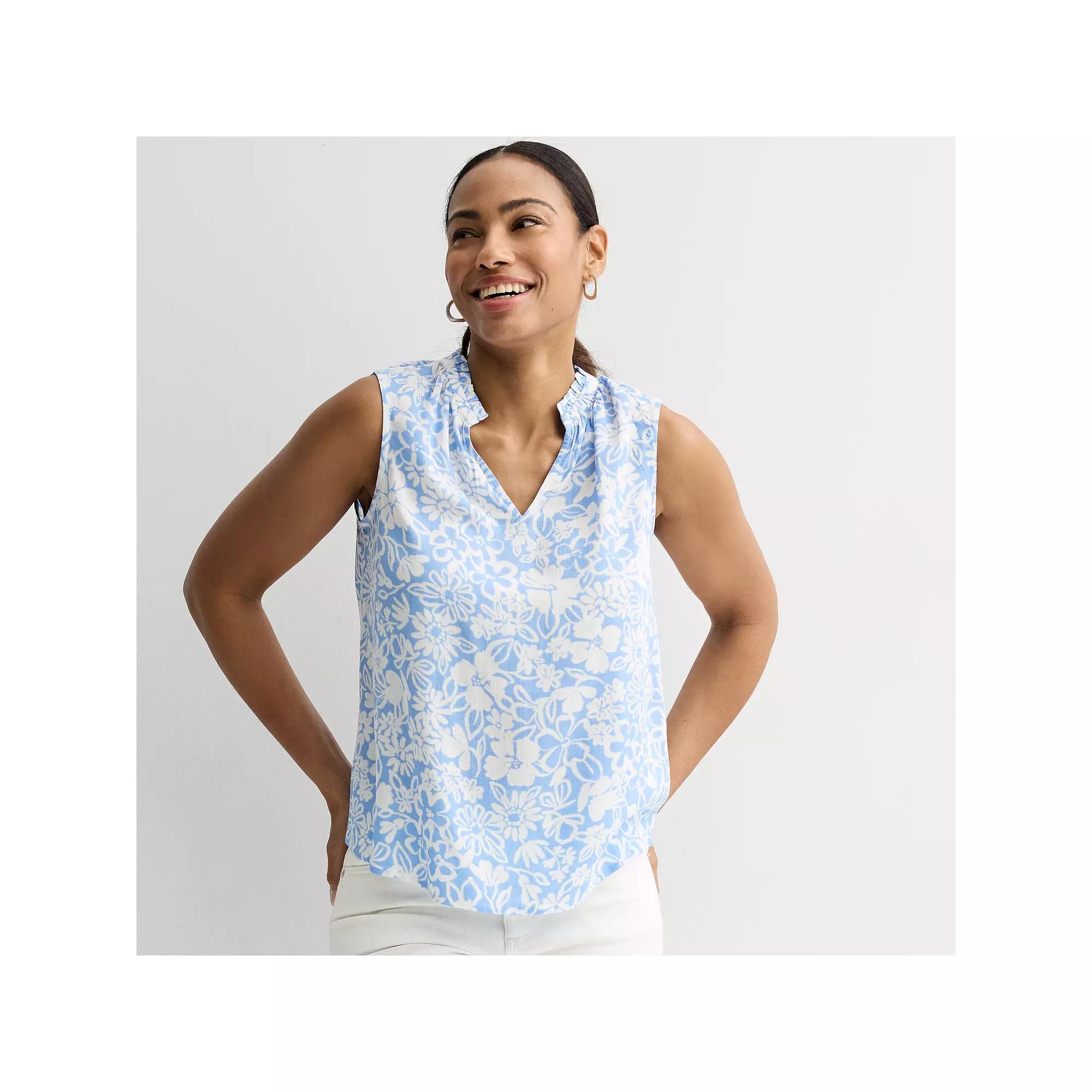 Womens Sonoma Goods For Life Ruffle Collar Tank Top Product Image