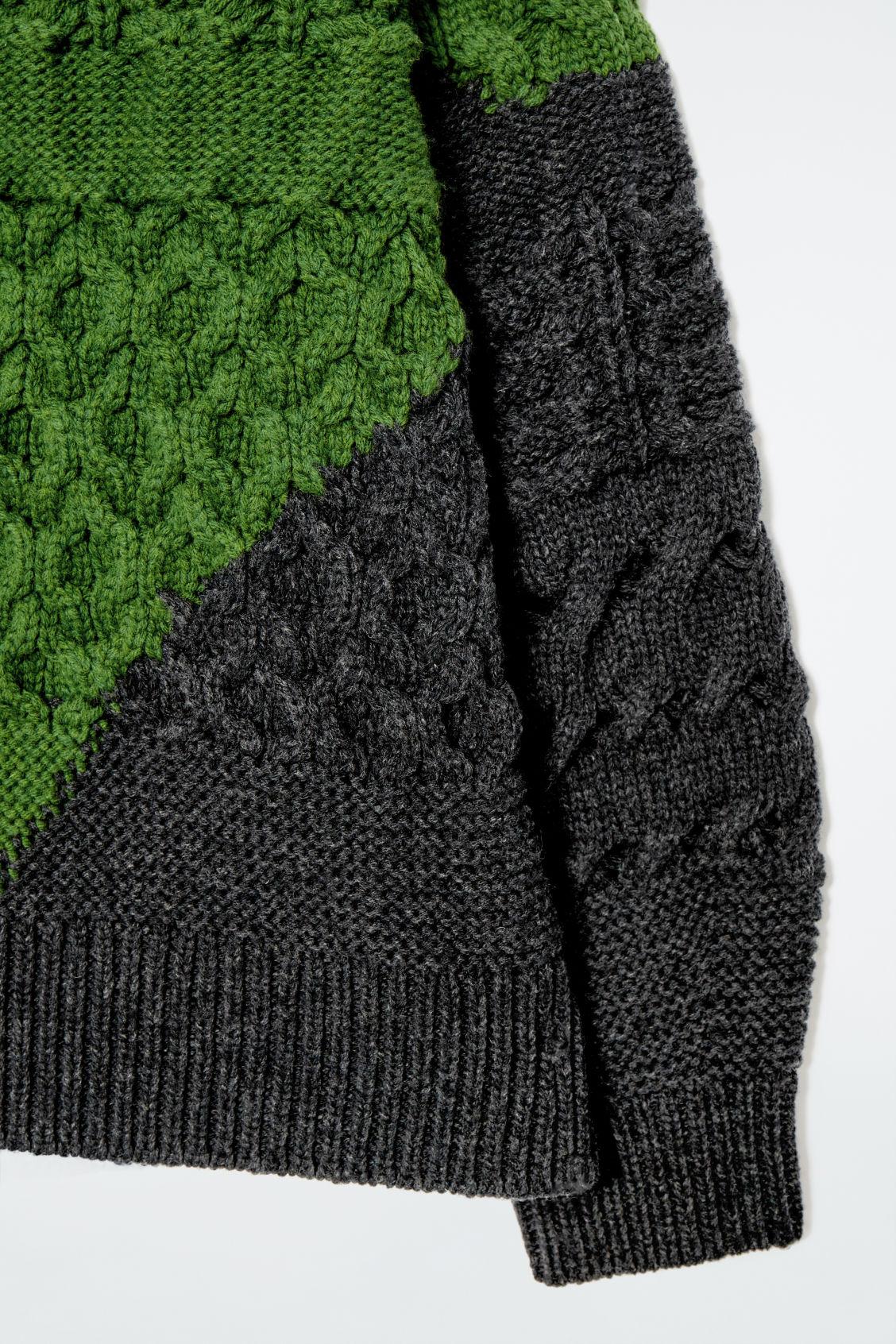 ABSTRACT CABLE-KNIT MERINO WOOL SWEATER Product Image