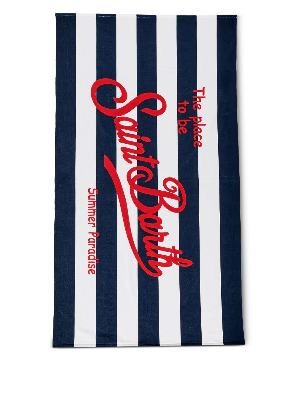 striped logo-print beach towel Product Image