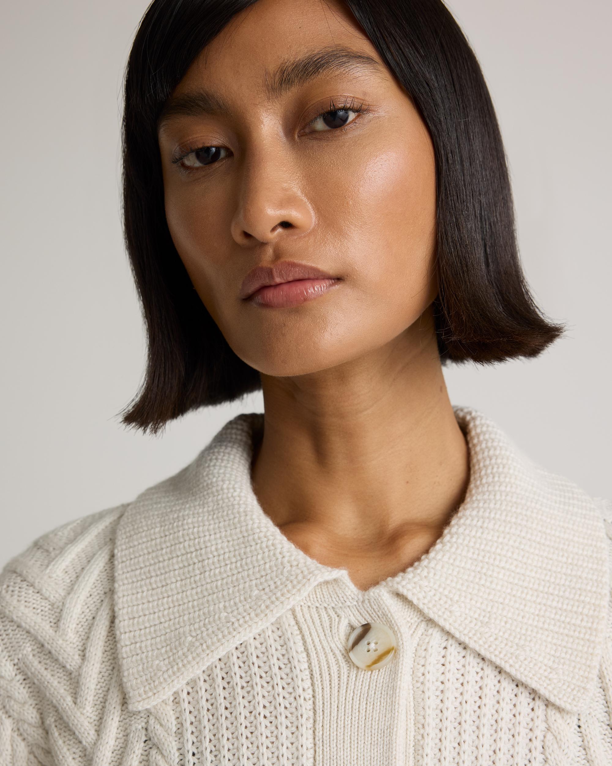 Quince | Women's Australian Merino Wool Collared Cable Cardigan Sweater Product Image