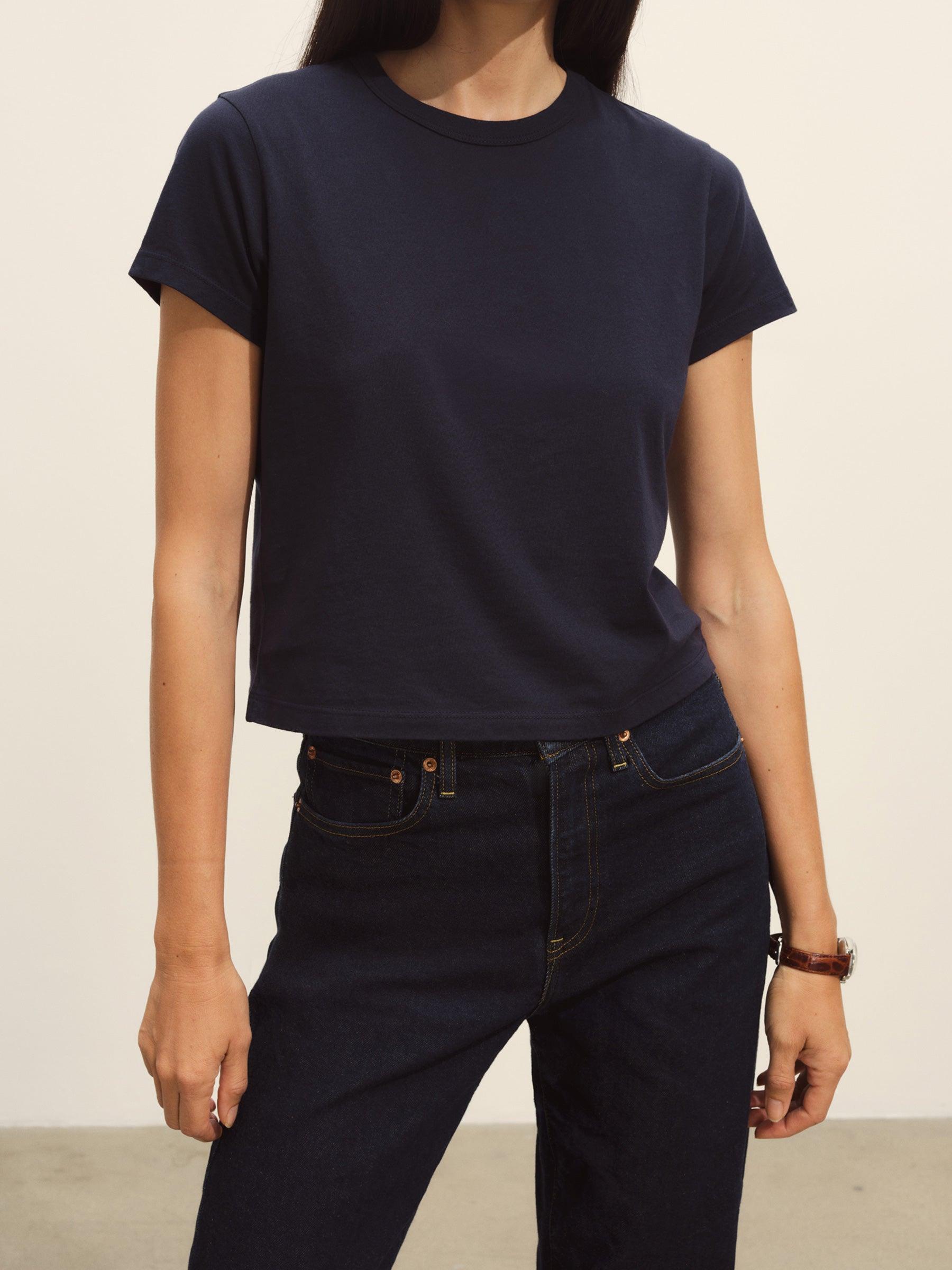 Dark Navy Pima Boxy Crew Product Image