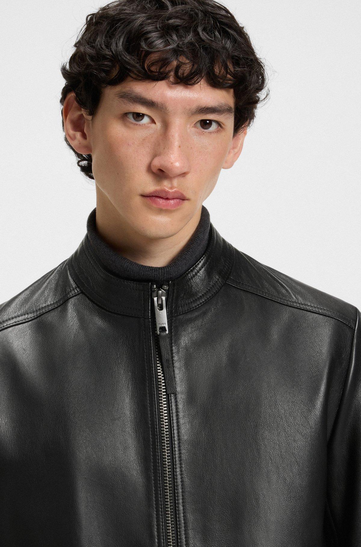 Slim-fit jacket in leather Product Image