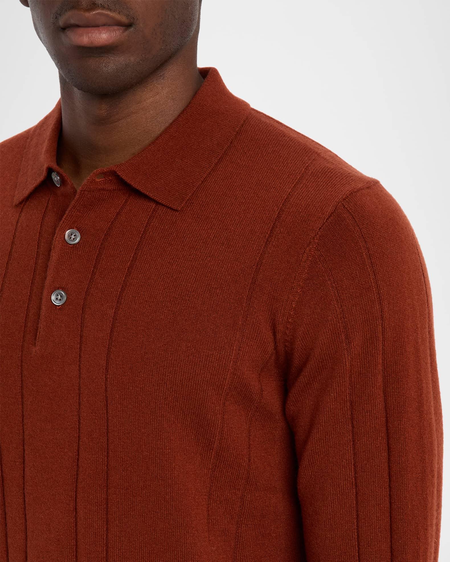 Men's Cashmere Mix-Ribbed Polo Sweater Product Image