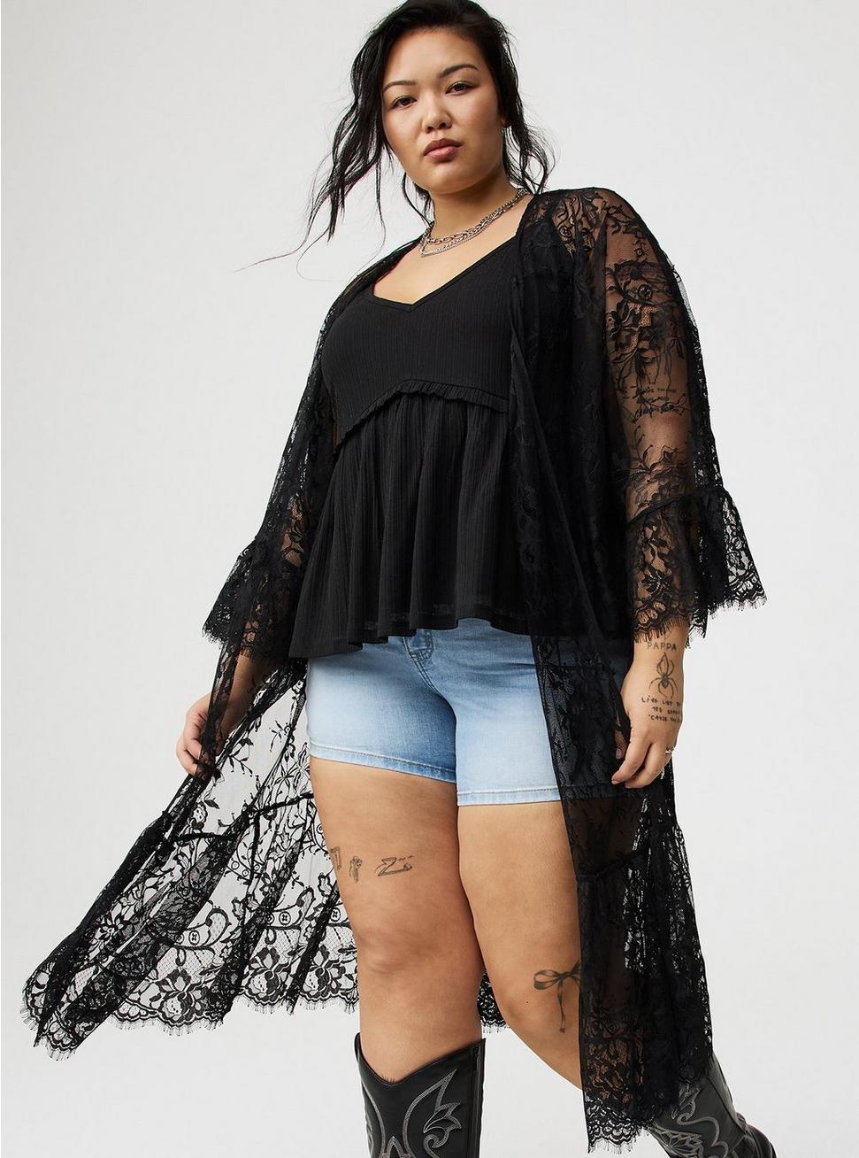Lace Scallop-Trim Kimono Product Image