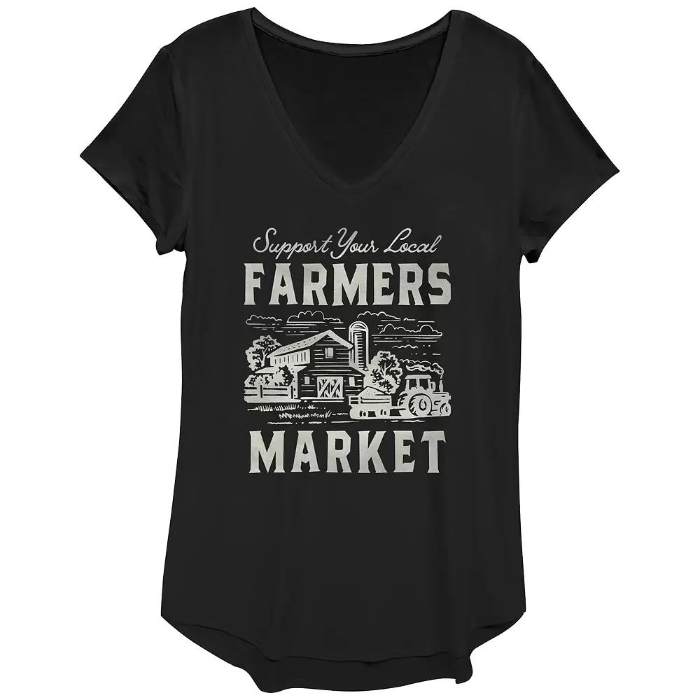 Women's Support Your Local Farmers Market Graphic Tee, Girl's, Size: XS, Black Product Image