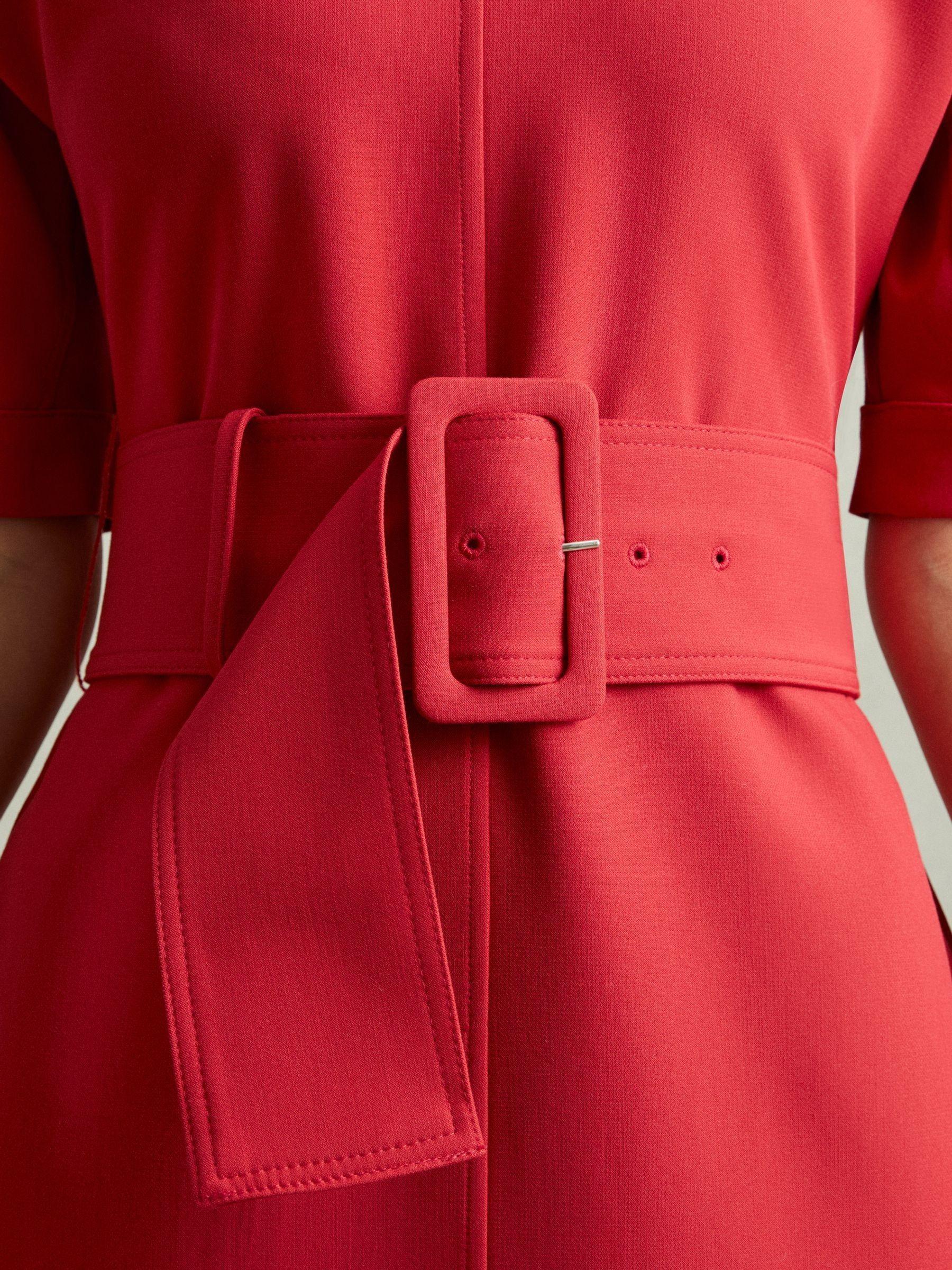 Belted Midi Dress in Red Product Image