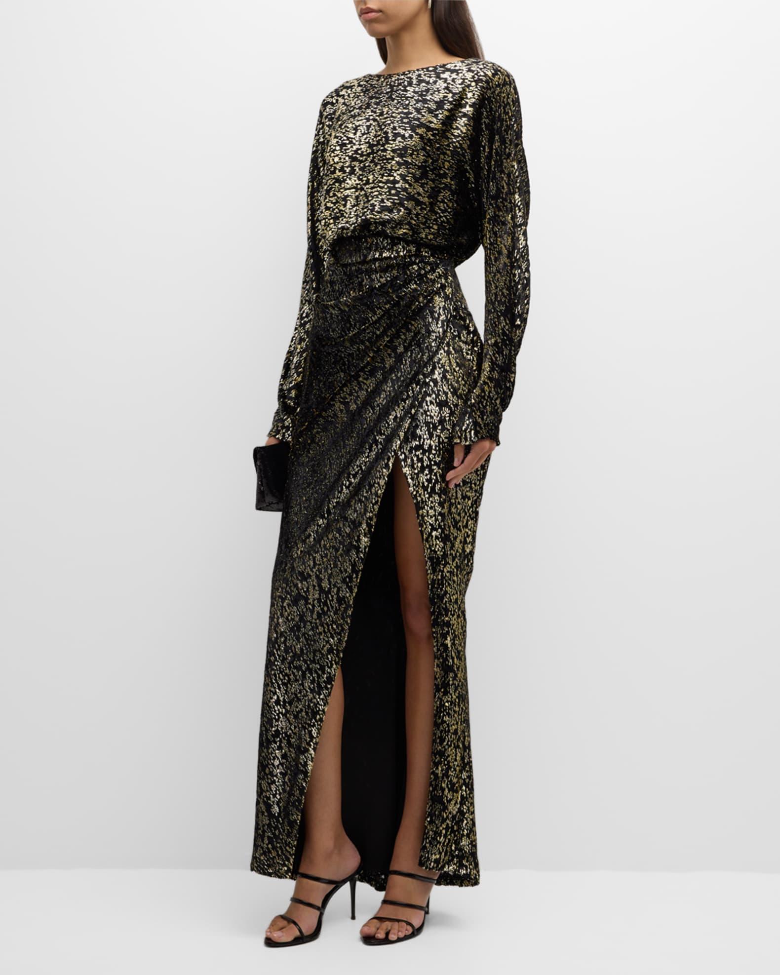 Angelique Metallic Jacquard Column Gown Product Image