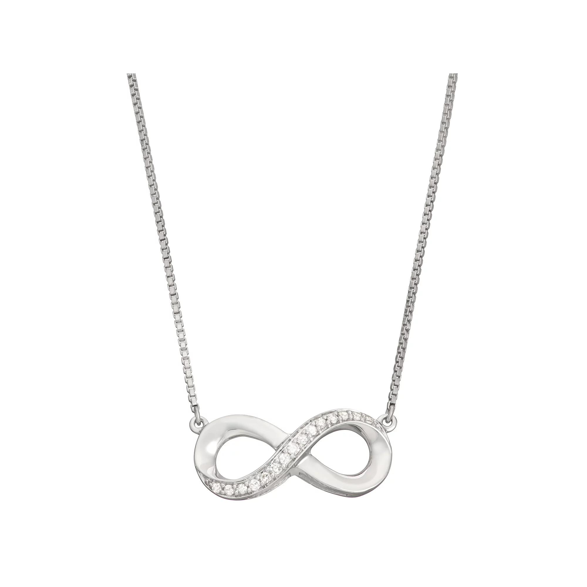 HDI Sterling Silver 1/10 Carat T.W. Diamond Infinity Pendant, Women's, Size: 18" Product Image