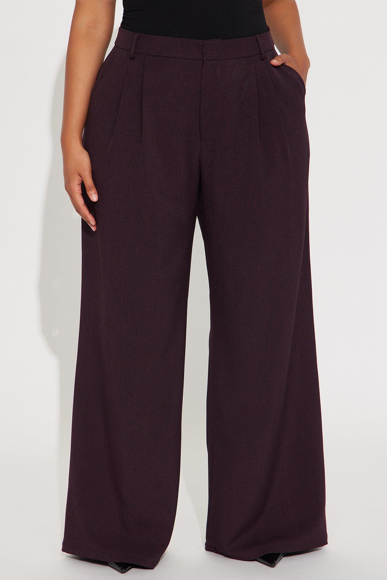 Cynthia Wide Leg Trouser Pant 33″ - Plum Female Product Image