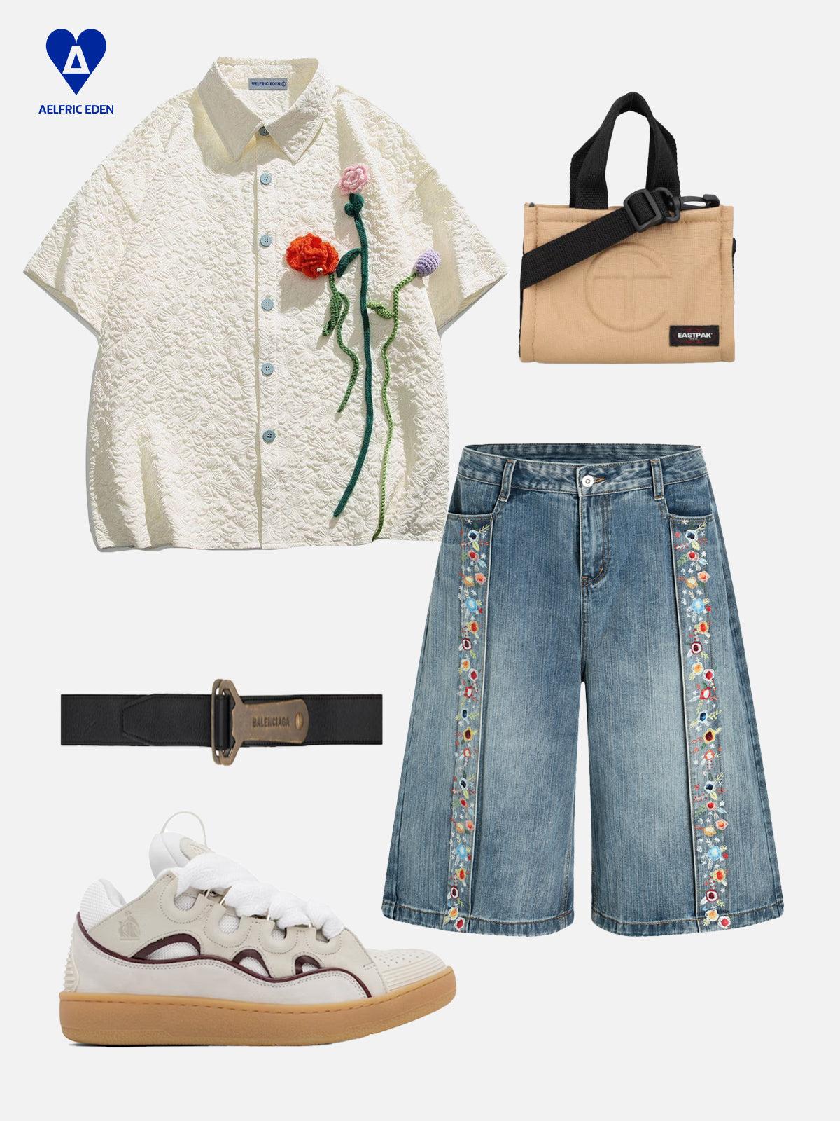 Aelfric Eden Floral Embroidery Longline Jorts Product Image