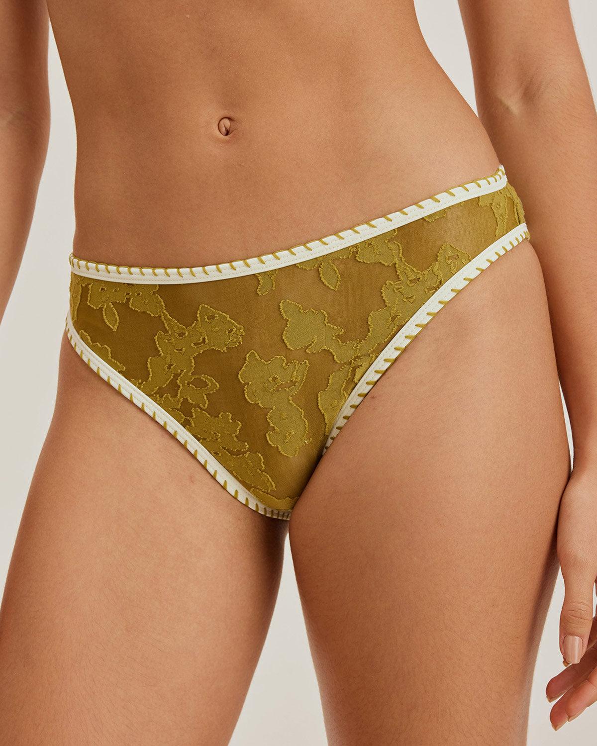 Green Floral Tie-back Triangle Bikini Set Product Image