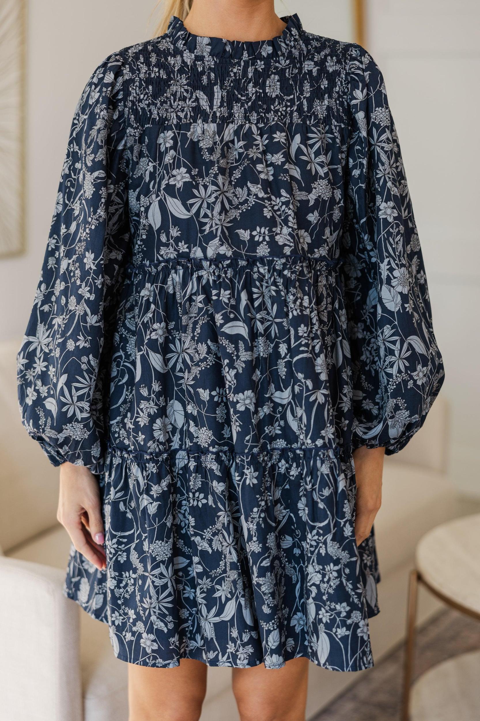 NURSING COLLECTION: Be Your Best Navy Toile Babydoll Dress Female Product Image