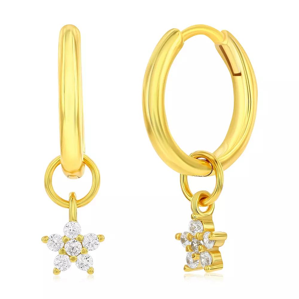 Argento Bella Gold Tone Sterling Silver Cubic Zirconia Star Drop Hoop Earrings, Women's Product Image