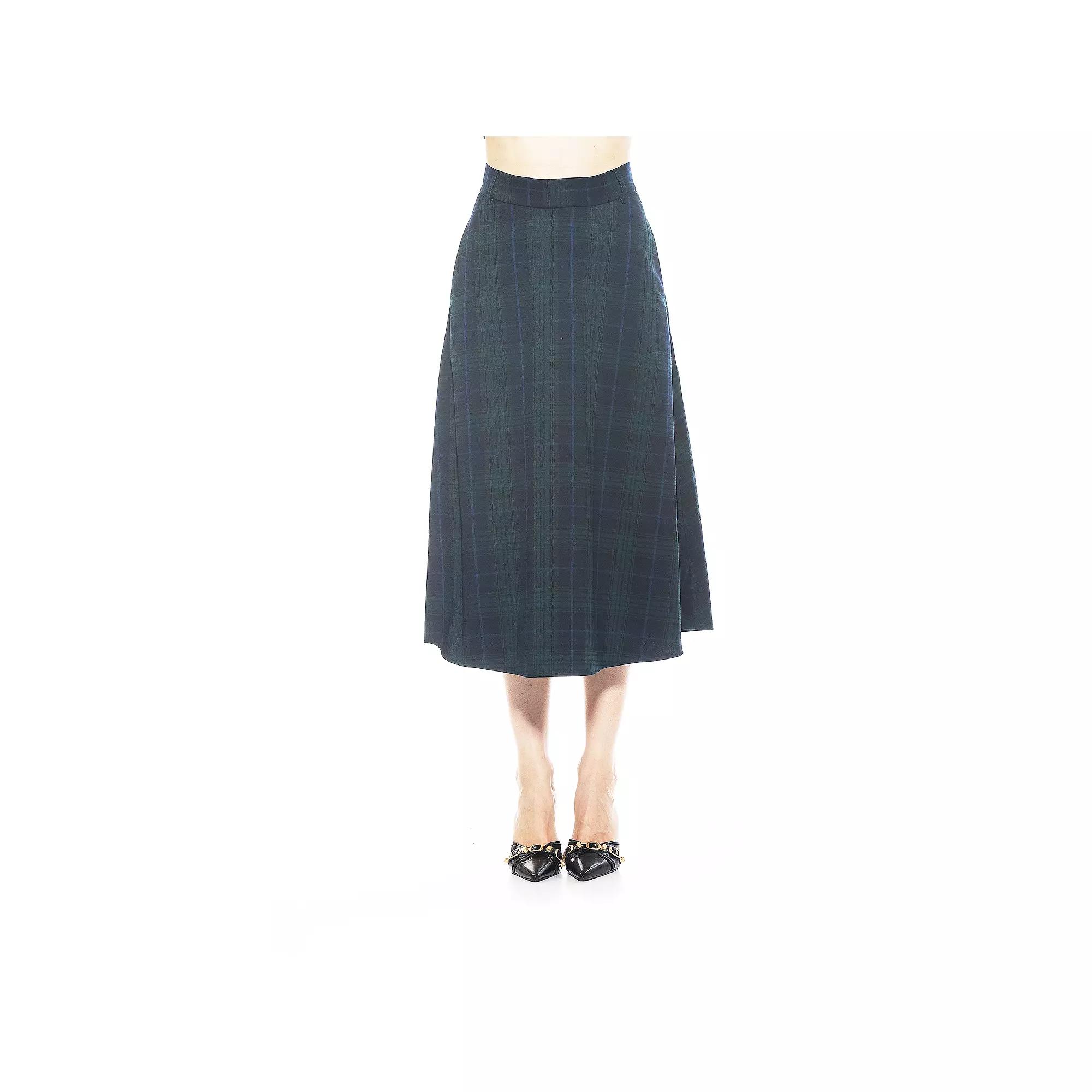 Women's ALEXIA ADMOR Twill Maxi Skirt, Size: 8, Red Plaid Product Image