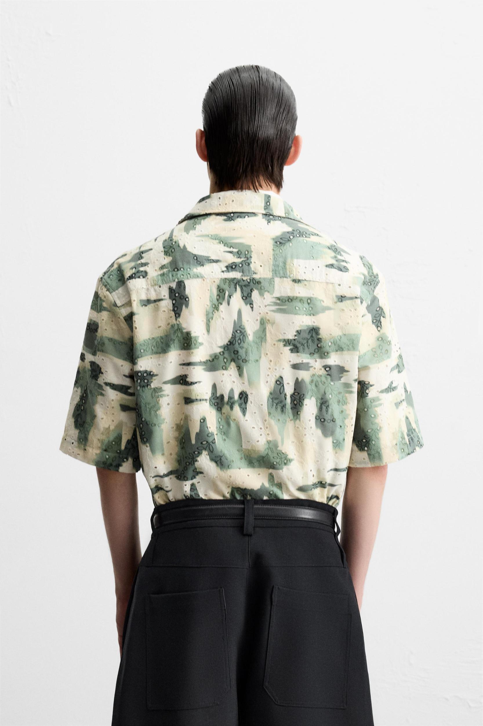 EMBROIDERED CUTWORK PRINT SHIRT Product Image