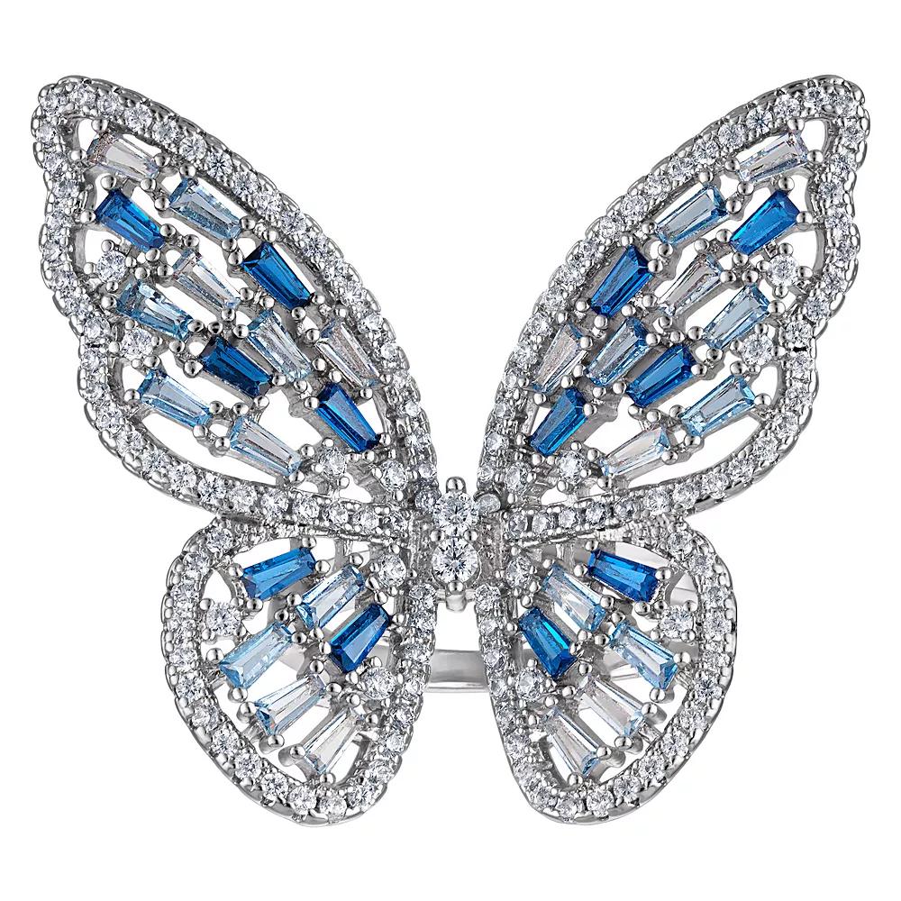Ivy Sharpe Silver Plated Cubic Zirconia Butterfly Ring, Women's,  Product Image