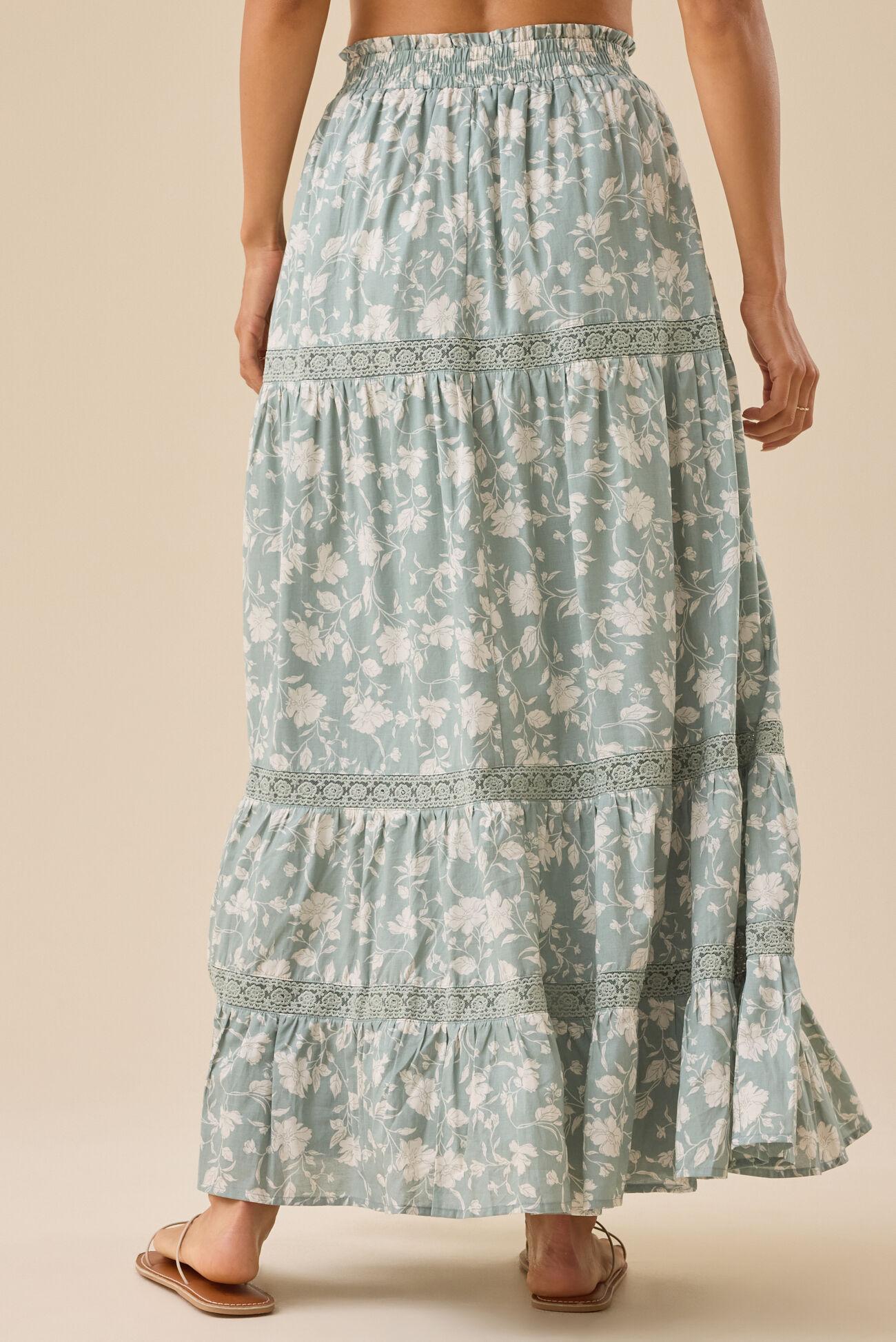 Kait Lace Tiered Midi Skirt Product Image