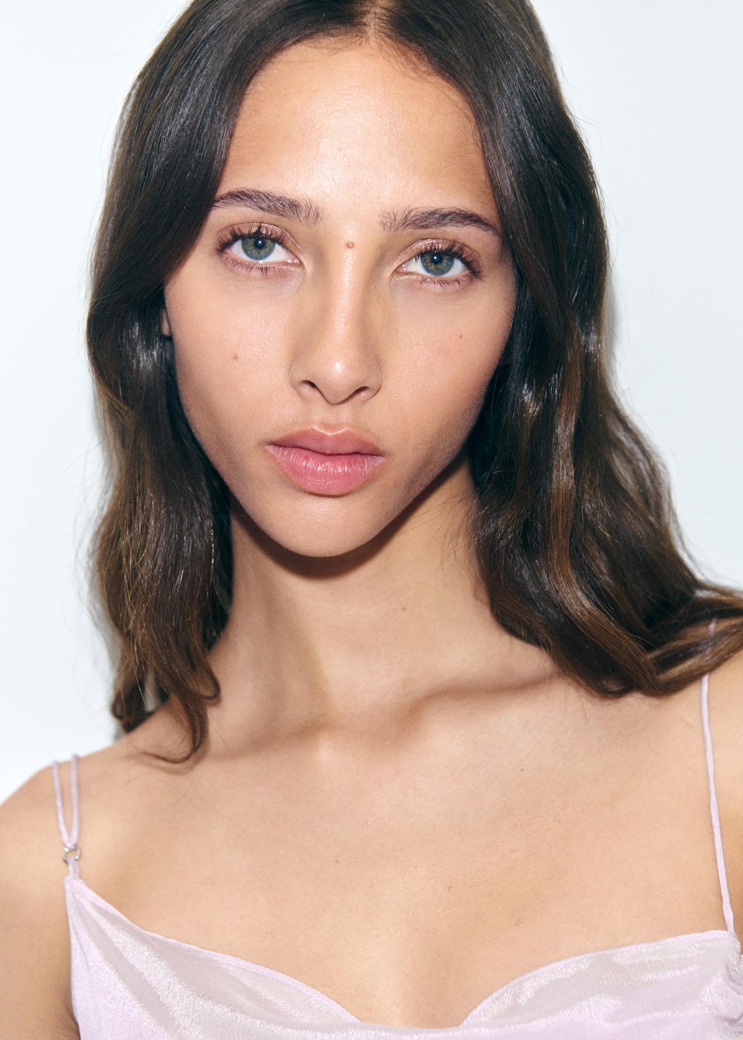 Gathered dress with satin finish - Women | MANGO USA Product Image