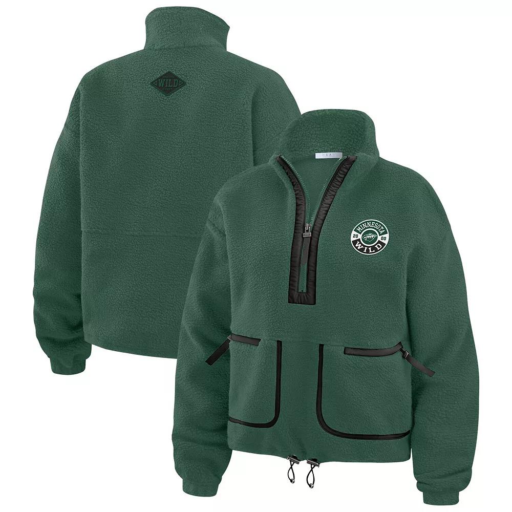 Women's WEAR by Erin Andrews Green Minnesota Wild Polar Fleece Half-Zip Jacket,  Product Image