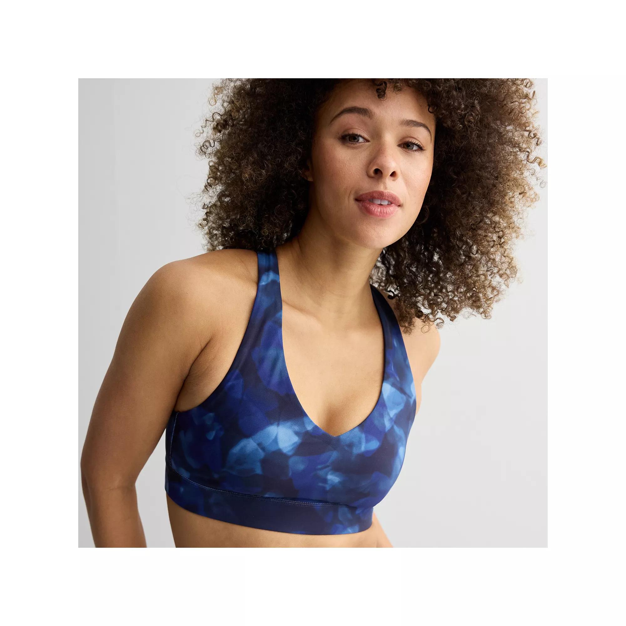Tek Gear Ultrastretch Medium-Impact V-Neck Sports Bra, Womens Blue Flittering Product Image