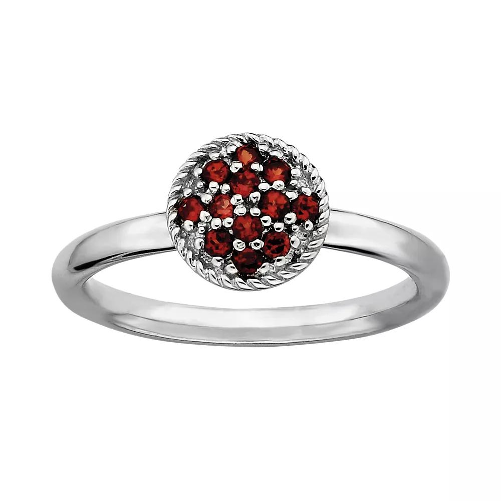 Stacks & Stones Sterling Silver Garnet Cluster Stack Ring, Women's, Size: 5, Red Product Image