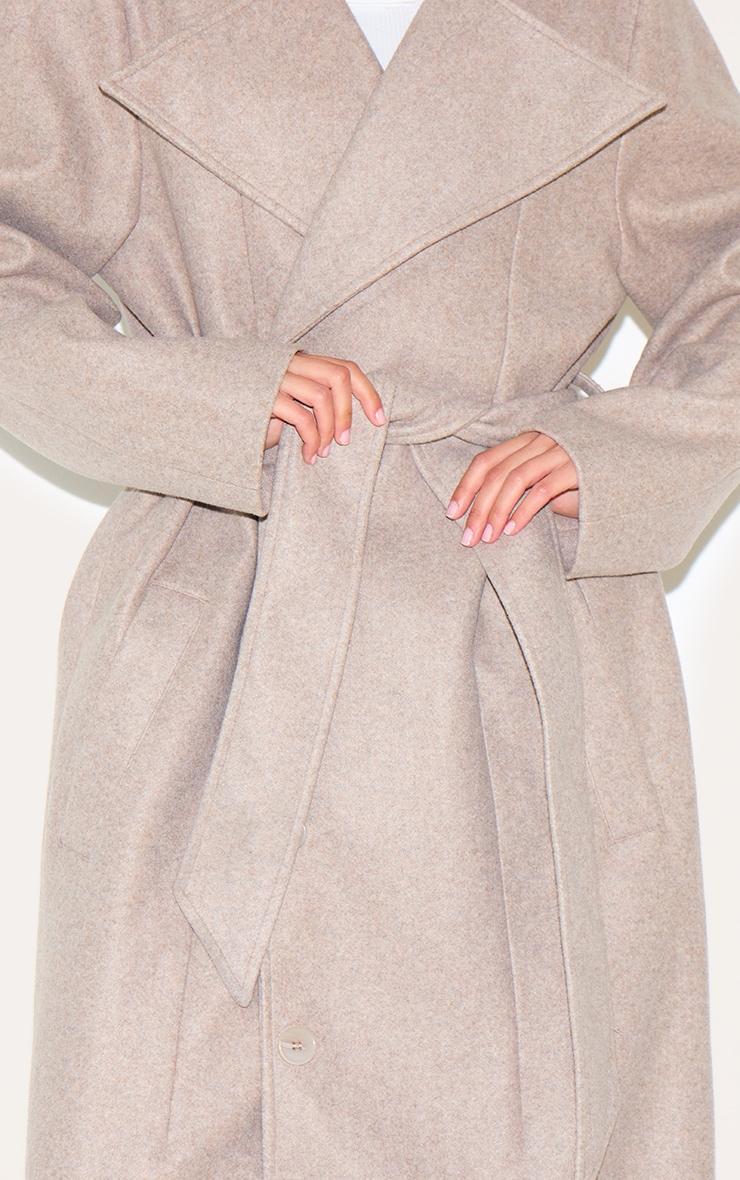 Taupe Oversized Wool Look Trench Coat Product Image