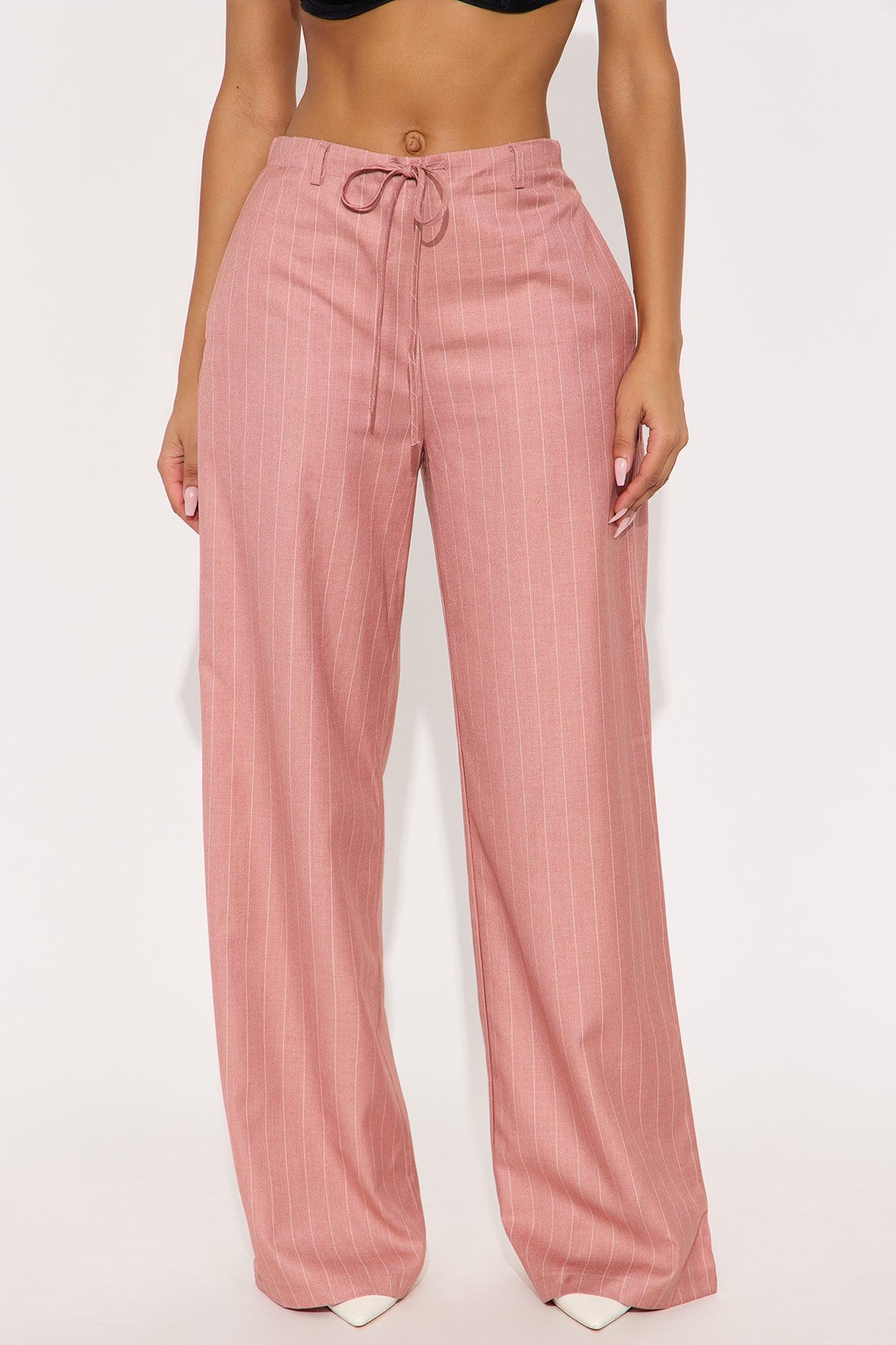 Yessica Pinstripe Wide Leg Trouser - Mauve Female Product Image