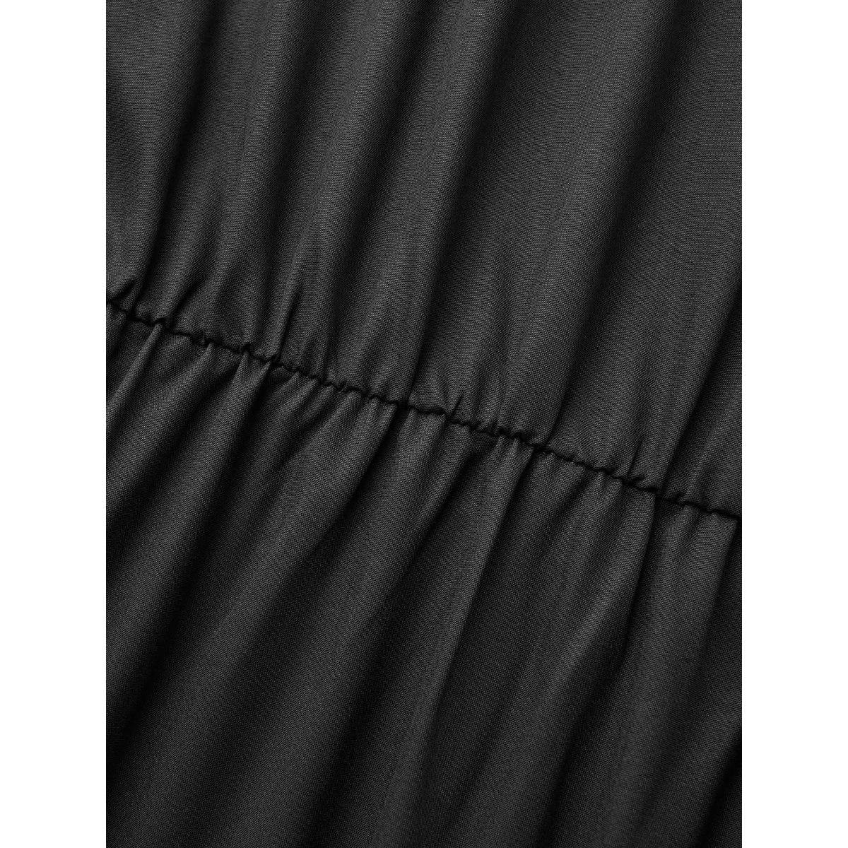 Plus Size Floral Print V Neck Lantern Sleeve Dress BlackFlower Women Elegant Non V-neck Elbow-length sleeve Curvy BloomChic 30/6X Product Image