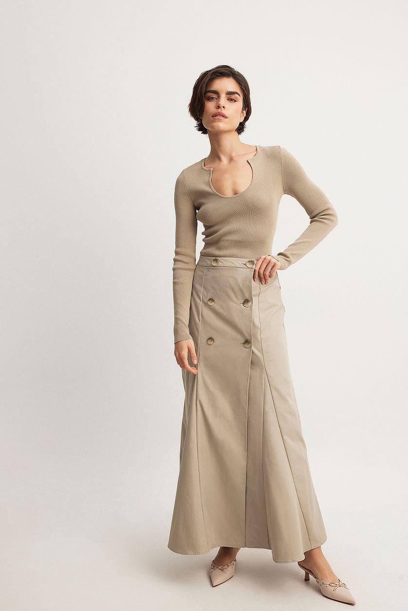 Deep Neck Rib Knit Top Product Image