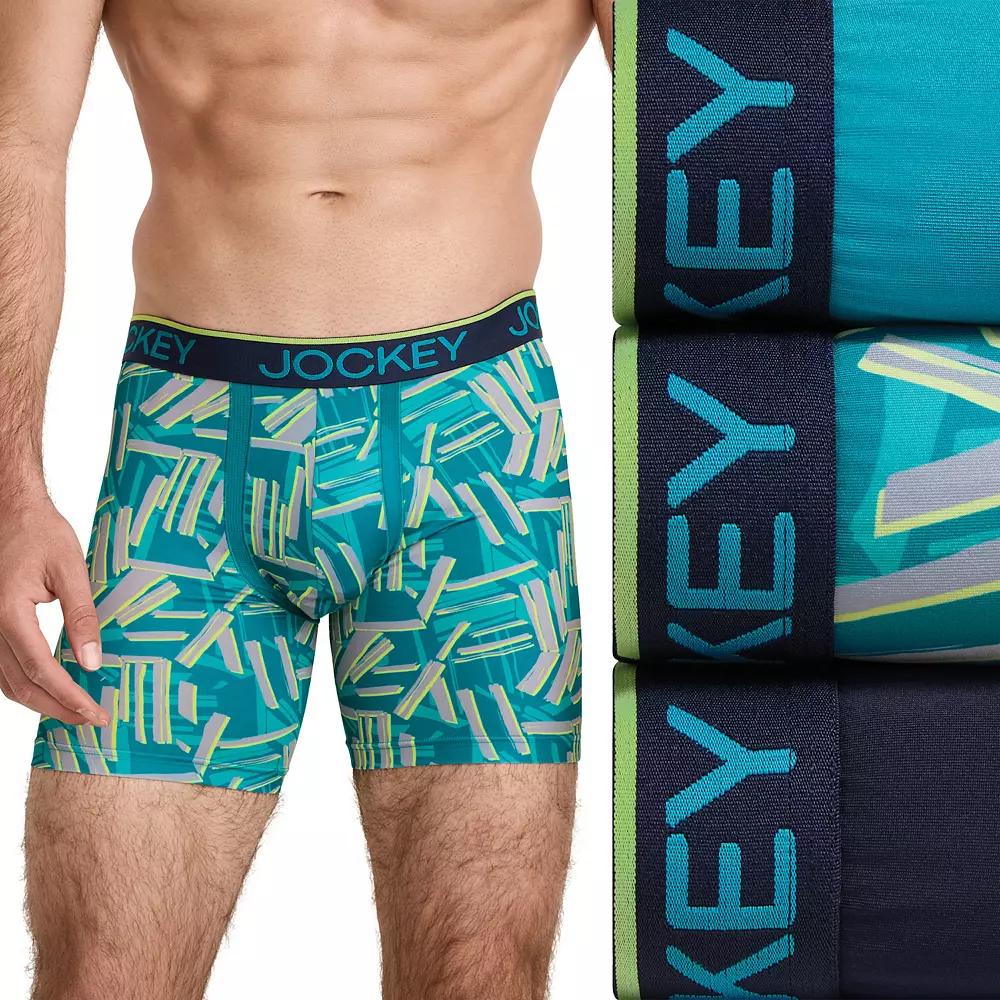 Men's Jockey 3-Pack Chafe Proof Pouch Microfiber 5" Boxer Briefs, Size: Large, Blue Team Product Image